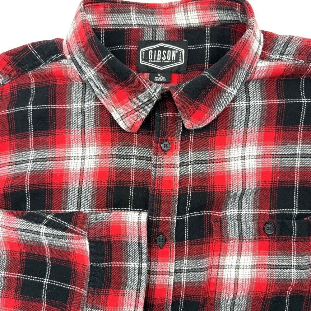 Gibson Trading Company Flannel Shirt‎ Mens XL Red Plaid Button Down Long Sleeve